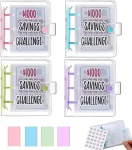 $1000 Mini Money Saving Binder Reusable Cash EnvelopeSystem - 2026 Budget Binder, Transparent PVC Pockets,Portable Budget Binder for Money Saving & Cash Stuffing,Perfect Finance Planner & Gift Flexible Durable