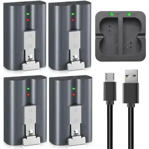 (4 Pack Battery+Dual USB Charging Station) New V4 Battery for Ring Doorbell Camera 1/2/3/4/3+/, Cam (2nd & 3rd Gen), Spotlight Camera/Spotlight Cam 3.65V 6040mAh