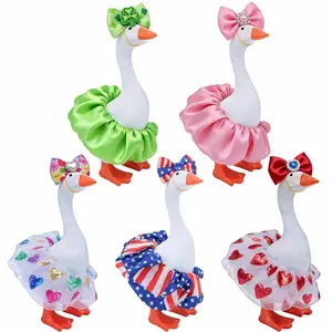 5 Pack 7 Inch Desk Goose Outfit Set, Desk Geese Costumes for Birthday Valentine's Day St. Patrick's Day, Spring Festive Desktop Magnetic Goose Statue Clothes, Holiday Party Photo Prop Home Table Decor