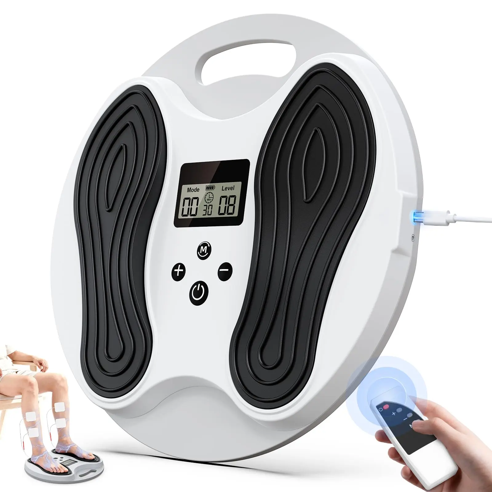 EMS Foot Massager for Neuropathy, Foot Stimulator for Neuropathy Feet Nerve  Electric Foot Massager for Circulation and Pain Relief with 4 TENS Unit Muscle Stimulator Pads, Therapy, Mild Foot Massager, Abs, Sleep Aid, Polycarbonate