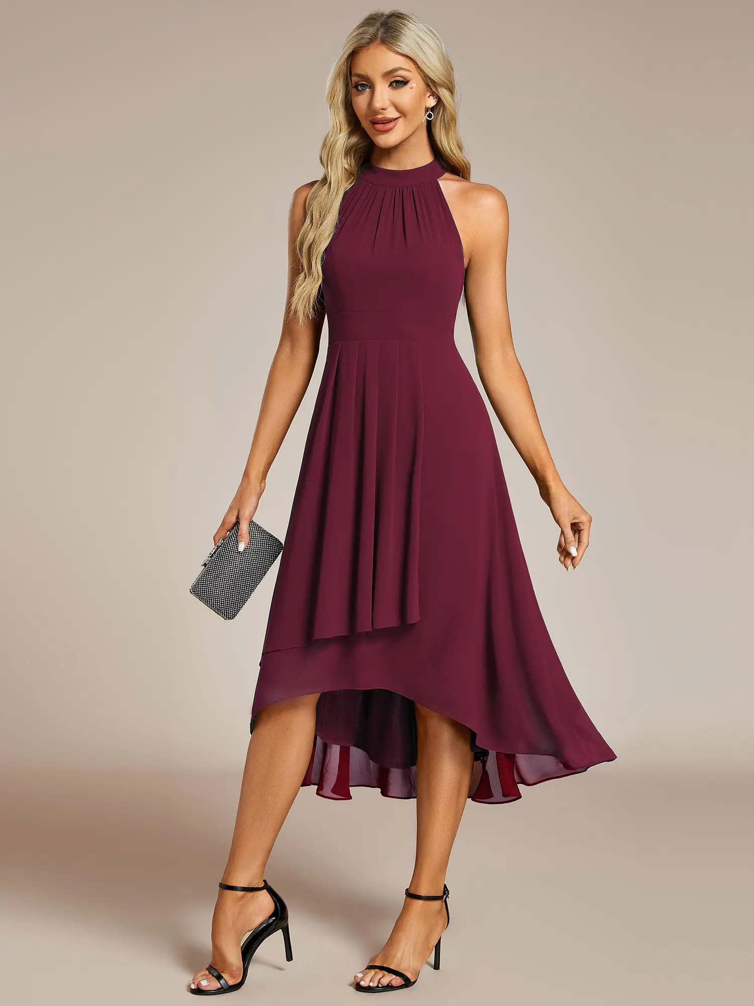 Ever-Pretty 2026  dress Midi Halter Neck Chiffon Wedding Guest Dress with Sleeveless and A-Line Elegance 31926  dress Spring  Evening dress,
