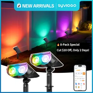 [Save $10 for 8 Pack] Linkind Smart Solar Spotlight Outdoor APP Control Color Changing IP67 Waterproof Landscape Lighting for Yard Garden Pathway