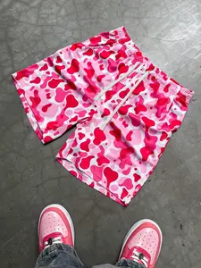 Men's One-Piece Beach Vacation Shorts, Personalized Camouflage Branches Short Pants, High-Awarded Street Style, Commute Daily Leisure Holiday School Return