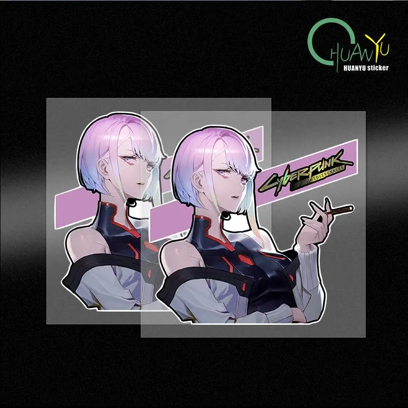 Cyberpunk anime Edge Runner 2D car sticker, Lucy waterproof car and motorcycle computer case sticker