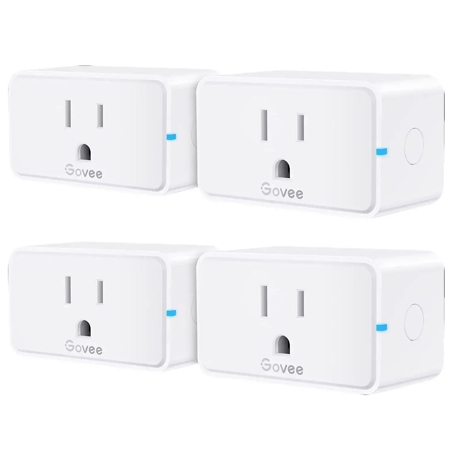 Govee 4-Pack Smart Multi-Outlet Plugs with Energy Monitoring, WiFi Bluetooth Connectivity, Alexa & Google Assistant Compatibility, 15A Capacity, Timer & Group Controller, No Hub Required, ETL & FCC Certified for Home Use