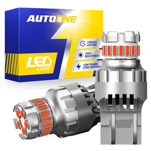 LED Strobe Brake Light Bulb Red, lashing Strobe Blinking LED Tail Light Bulbs for 7440 7443 3156 3157, 300% Brighter Canbus Ready, Plug and Play, Triple Flash LED Stop Bulbs, Off-Road Use Pack of 2, AUTOONE