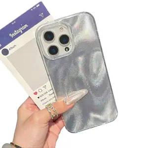 Minimalist Clear Water Ripple Texture Phone Case, Anti-Yellowing Crystal Clear Cover, Slim Shockproof Anti-Scratch Protective Shell, Perfect Gift for Her & Him, Compatible with iPhone 11 12 13 14 15 16 Pro Pro Max Plus