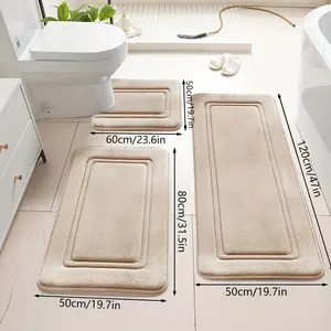 3pcs Memory Foam Bath Mat Set, Super Absorbent Soft Carpet, Perfect for Bathroom/Shower, Bathroom Supplies, Non-Slip Floor Mat, Room Floor Mat, Outdoor Entrance Floor Mat
