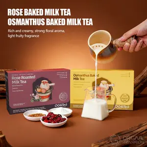 BOGO Rose/Osmanthus Baked Milk Tea 2 Cartons With Limited Glft 12 Drinks With Red Dates, Rock Sugar, Longan, Goji Berry, New Zealand Milk, Golden Needle Black Tea