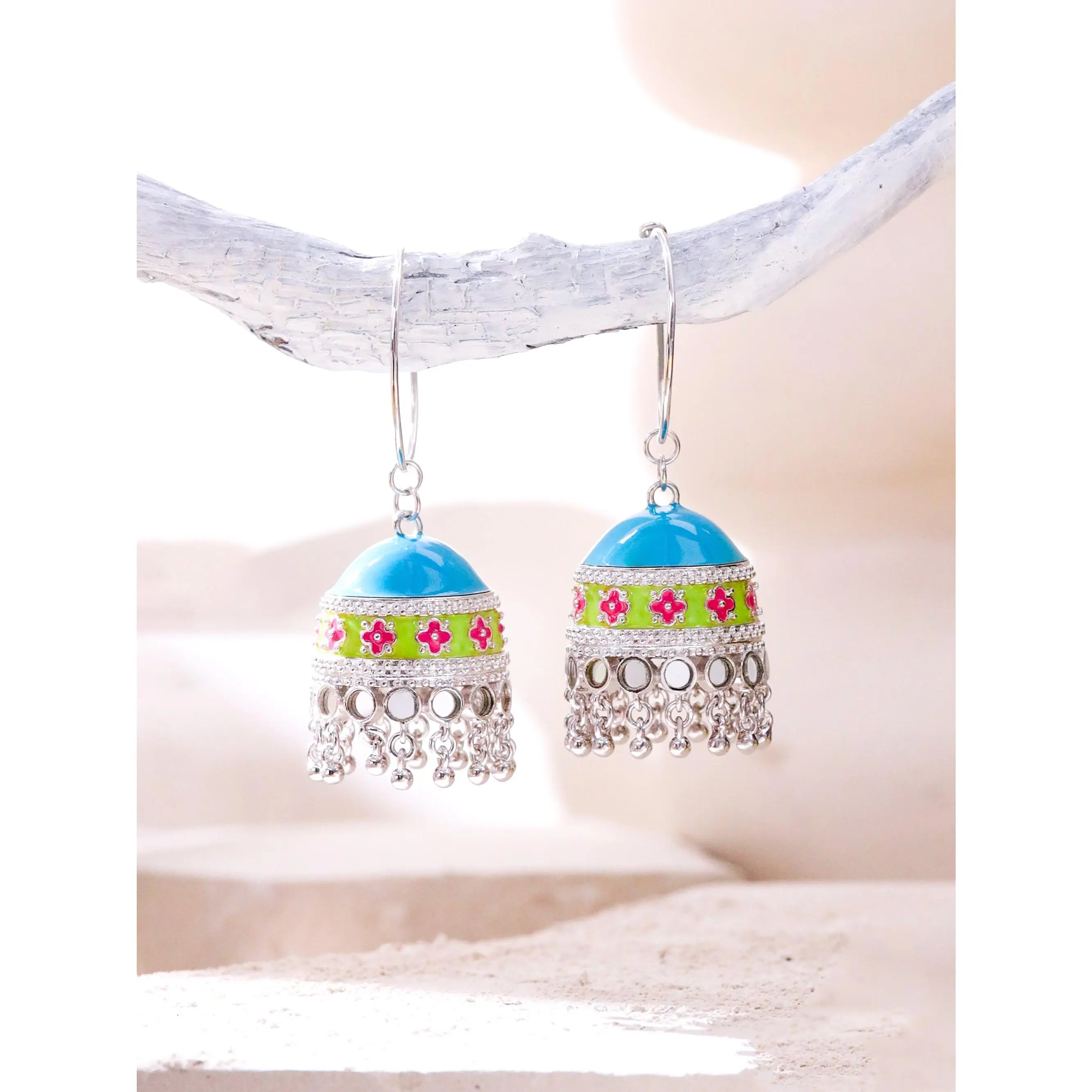 Nubian Blue Oasis Hoop Jhumka Earrings