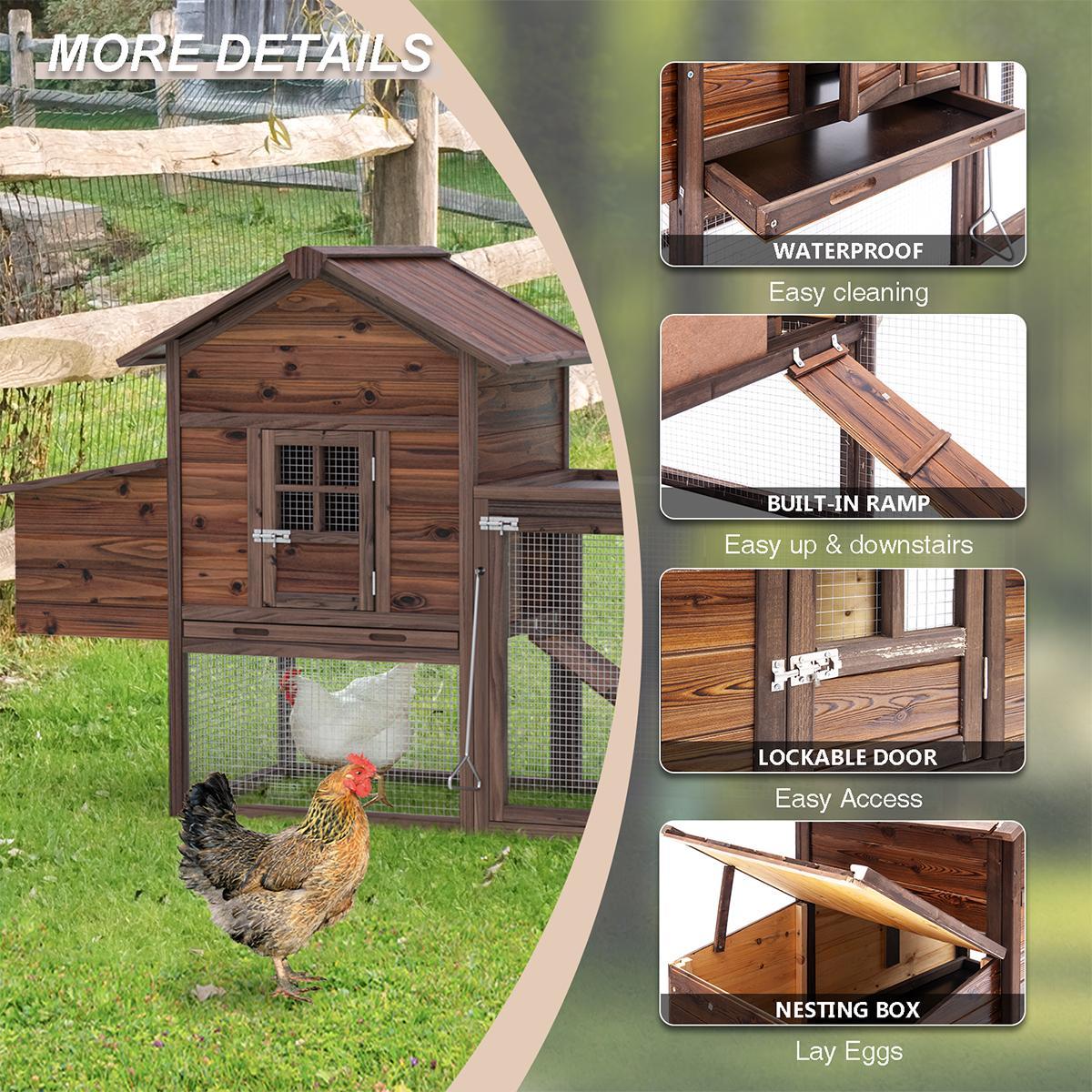 Grezone Outdoor Chicken Coop for 2-4 Chickens Wooden Hen House Poultry Pet Hutch Run Cage w/Waterproof Asphalt Roof,Ramp,Nesting Box,Wire Fence (80") Grezone Outdoor Chicken Coop for 2-4 Chickens Wooden Hen House Poultry Pet Hutch Run Cage w/Waterproof Asphalt Roof,Ramp,Nesting Box,Wire Fence (80")