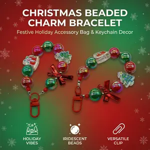Christmas Beaded Pendant Decor, Cute Colorful Round Bead Bracelet, Universal Bag Key Decoration, Christmas Gift