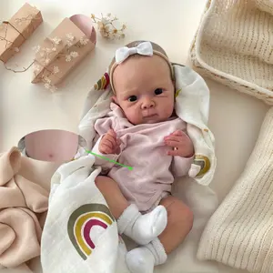 GUESSBELLY 45cm Full Soft Vinyl Body Reborn Baby Asleep Doll Realistic 18inch Newborn Bath Toy with 3D-painted Skin and Visible Veins Bebe Girl Alive Art Birthday Gift
