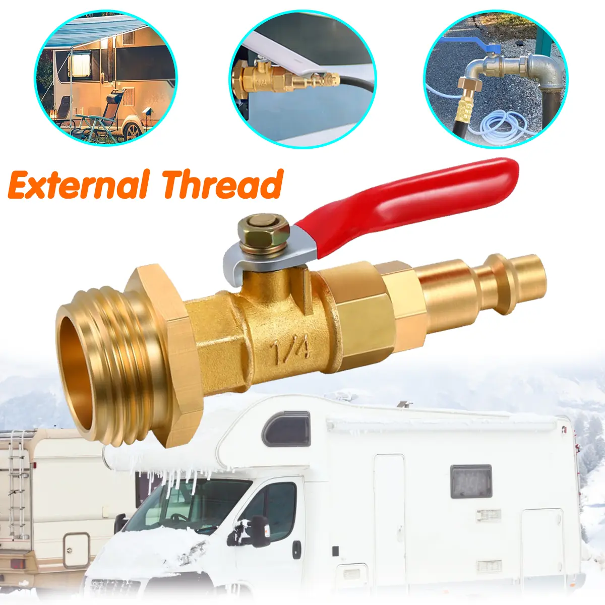 RV Winterizing Blowout Adapter Kit - 1/4" & 3/4" Male Fittings, Quick Connect Plug for Camper Plumbing, Water Lines, Camper Accessories, Rv Camper, Rv Plumbing