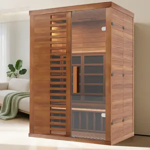 【FathersDayGift】 MNLR 2-Person Infrared Sauna for Home, 1500W/120V Indoor Sauna with Smart App Control, WiFi, Bluetooth, LCD Panel – Ideal for Summer Vibes, Outdoor Fun