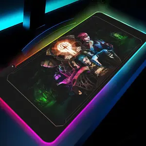 Arcane Game J-Jinx Vi Mouse Pad Rgb Xxl Laptop Mat Gaming Mousepad Backlit Keyboard Gamer Girl Table Pads Desk