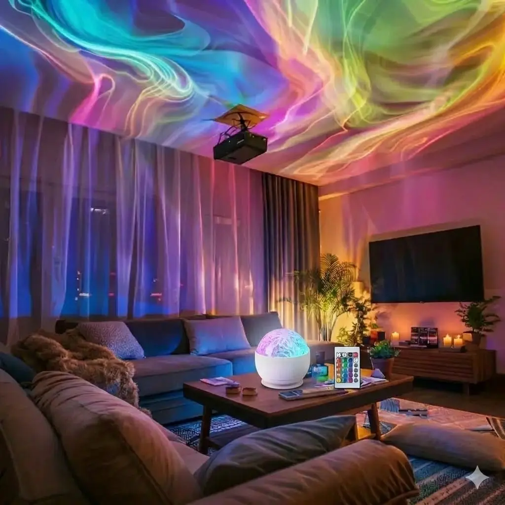 Aurora, Water Ripple and Starry Sky Projector Light, 2/3 Counts USB Powered 16-color LED Projector Lamp with Remote Control, Northern Lights Ambient Ceiling Light, Ceiling Dual Projection Lamp for Home & Room Decor tiktokshopspringglowup