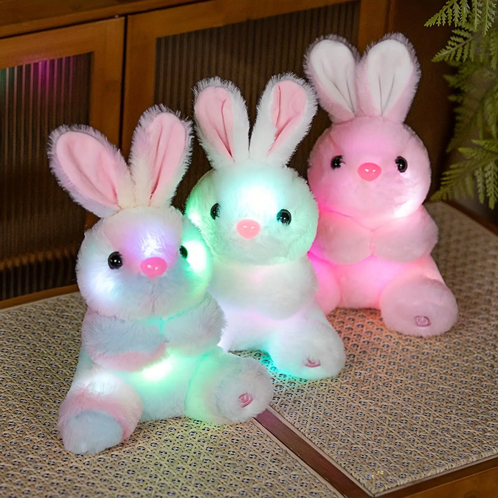 25cm/9.84in Led Rabbit Plush Toys, 1 Count Glow in The Dark Rabbit Plushies Lighting Up Stuffed Animal Dolls Rabbit Led Plushies, Birthday Gift, Gift