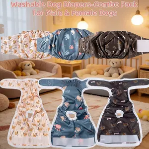 Reusable Dog Diapers 2pcs Set, Includes Female & Male Pet Nappies, Soft Durable Material, Washable Breathable High AbsorbencyExcited peeing, Marking territory, Dog wrap washable,Stop peeing ,Couch protection, Floor protection#Dog Diapers#Pet Diapers