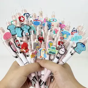 Cute Halloween Retractable Ballpoint Pens, Kawaii Nurse Set with Stethoscope Charm & Ink, Perfect Gift for Nurses & Students, Writing Pen