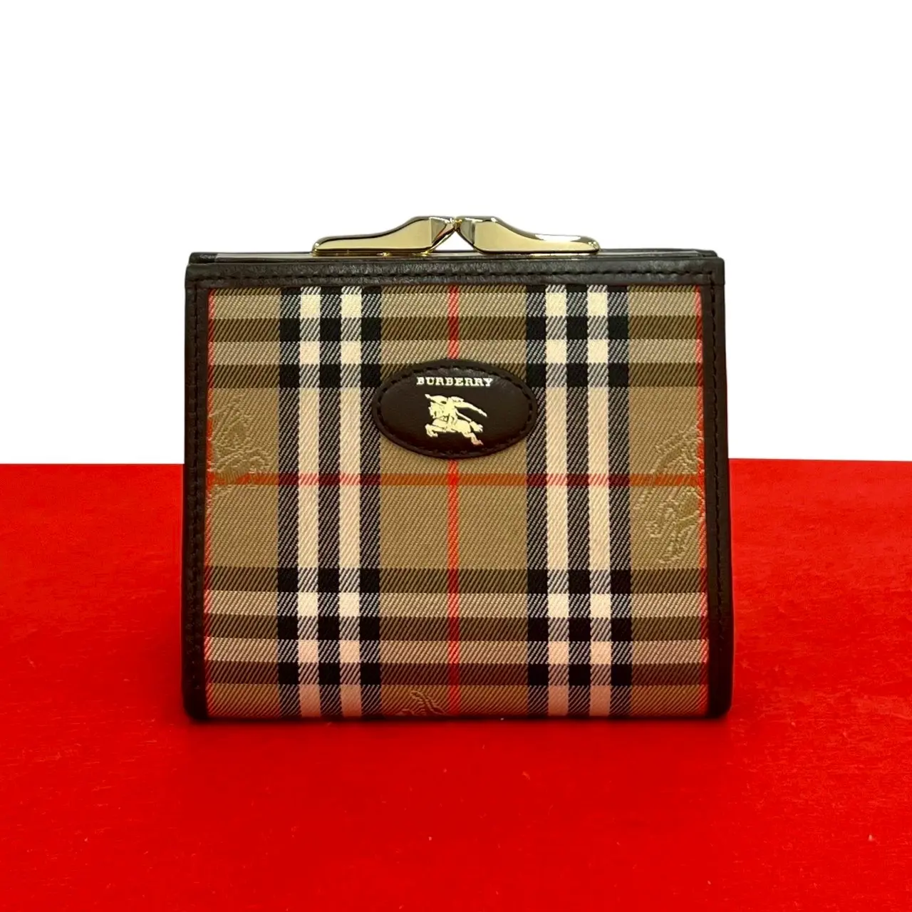 Pre-owned BURBERRY Canvas Small Leather Goods Shadow Horse Nova Check Leather Bifold Wallet