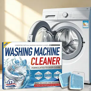 Washing Machine Cleaner Descaler 12 Pack - Deep Cleaning Tablets For HE Front Loader & Top Load Washer, Septic Safe Eco-Friendly Deodorizer, Clean Inside Drum And Laundry Tub Seal - 12 Month Supply Multifunction Strong Deodorization