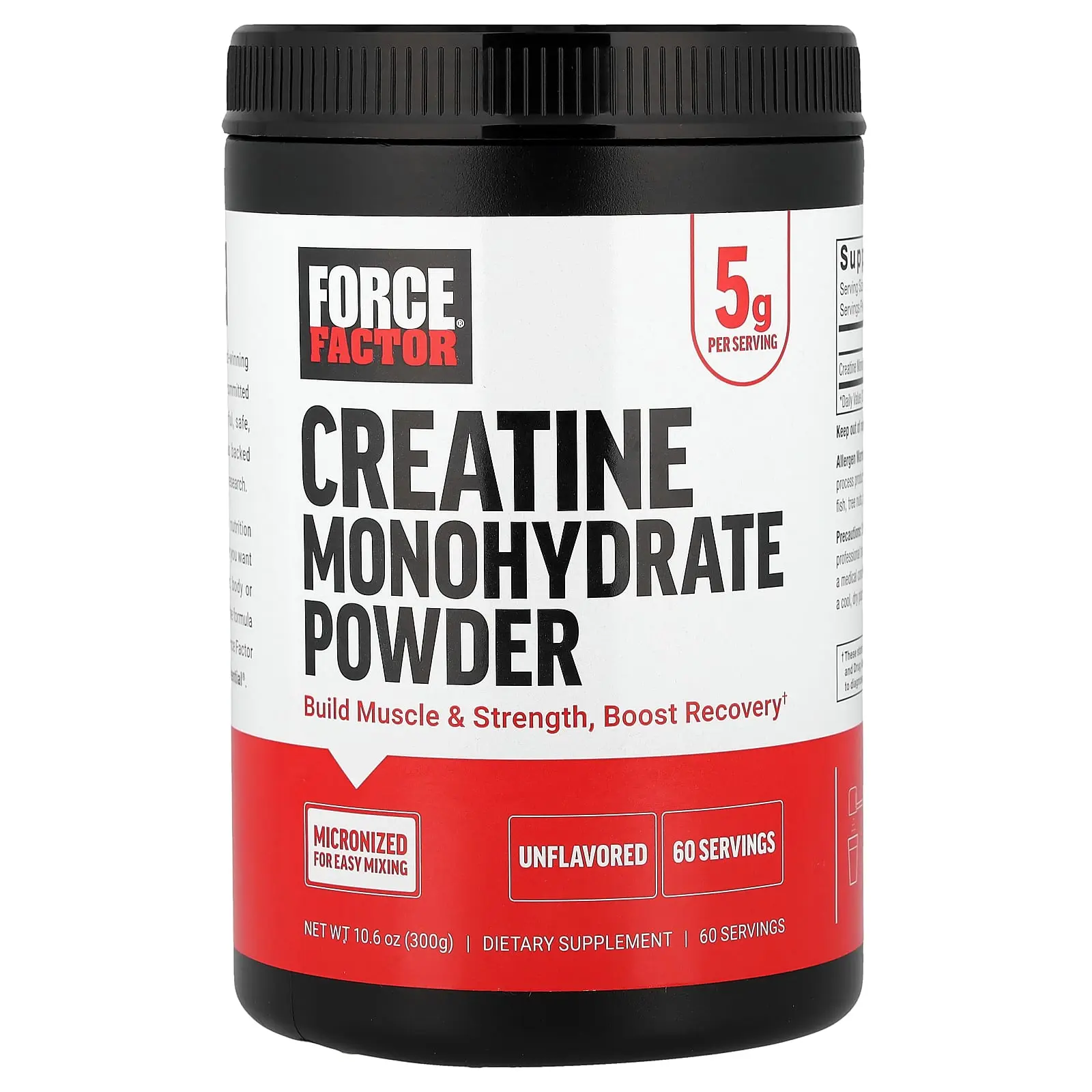 Force Factor Creatine Monohydrate Powder, Unflavored, 10.6 oz (300 g)