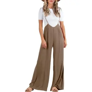 Imily Bela Womens Suspender Overalls High Waist Loose Sleeveless Wide Leg Jumpsuit Spaghetti Strap Baggy Long Rompe