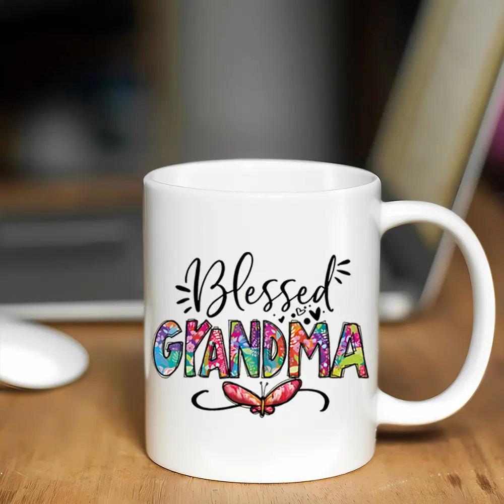 1pc, Grandma Coffee Mug, Ceramic Grandma Gifts, Grandma Mug, New Grandma Gifts, Grandma Birthday Mother'S Day Gifts, Blessed Grandma, 11oz Ceramic Coffee Mug