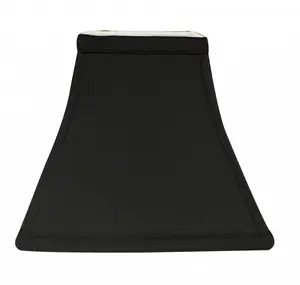 360 stand 10 in. Black Shantung Silk Lampshade, Square Bell Shape with White Lining, Folded Edges, Hardback Back, for Traditional Home Decor & Indoor Use