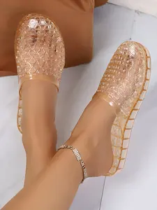 Summer Mesh Breathable Women Slipper, Simple Design, Non-Slip Sole, Comfortable Home & Outdoor Wear, Jelly Sandals, Versatile Cool Slippers