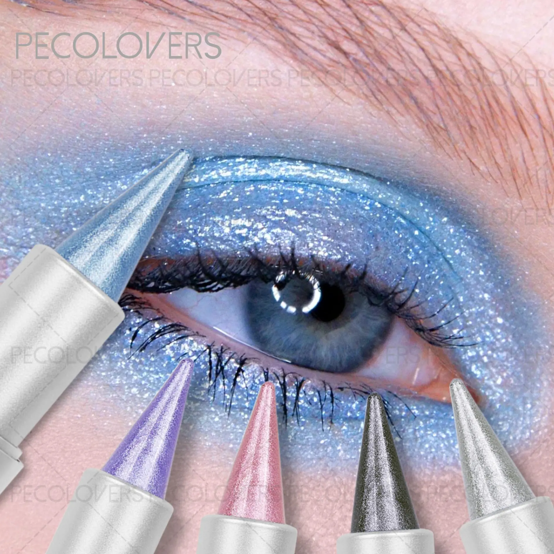 Sparkle Grey Eyeshadow Pencil,Long-Lasting, Waterproof Eye Makeup,Eyeshadow Stick,Halloween Makeup, Glitter Shimmer Eyeshadow