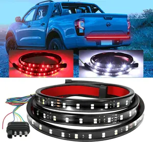 60" Truck Tailgate Light Bar 108 LED Single Row Light Strip with Red Running Brake Lights Turn Signal White Reverse Light,