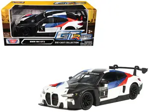 BMW M4 GT3 #1 White with Black, Blue and Red Graphics "GT Racing" Series 1/24 Diecast Model Car by Motormax