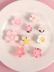 DIY Pink Cherry Blossom Shoe Charms 9PCS Set for Croc Clogs Fresh Spring Floral Accessories Decor for Women to Customize Shoes Shoe Decoration