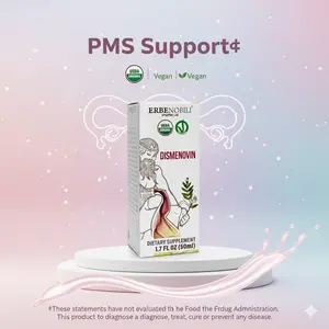 Erbenobili Dismenovin 50ml USDA Certified Organic PMS Support Supplement with Raspberry Ash Erica Rye & Blackcurrant Extracts Vegan Friendly
