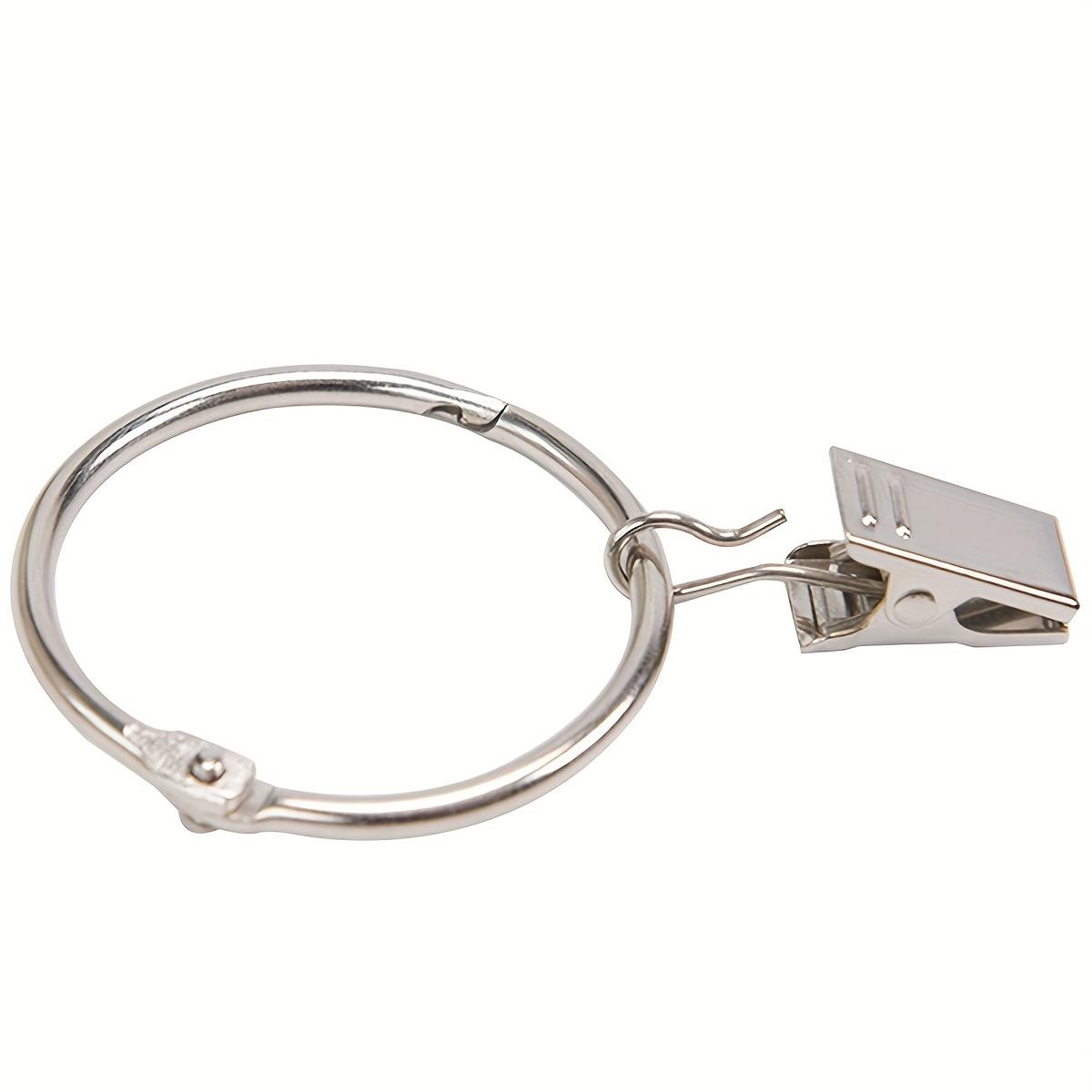 12/24/36pcs Silver Metal Curtain Rings with Clips, 1.5 Inch Interior Diameter, Fits up to 1.2 Inch Rod, Openable Shower Curtains Rings Heavy Duty Vintage Decorative Drapery Eyelet Shower Curtain Rods Hangers Rings