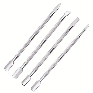 Stainless Steel Double Ended Nail Pusher Set, 4pcs/set Manicure Kit, Nail Cuticle Pusher, Professional Manicure & Pedicure Tool for Home & Salon Use Nail Tools