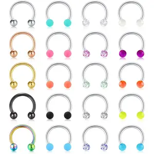 16G Stainless Steel Horseshoe Nose Septum Rings   Cartilage Helix Tragus Earring Hoop Lip Horseshoe  Retainer for Women Men 8mm 10mm