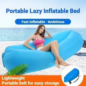 Inflatable Sofa, Quick-Fill Lazy Lounger, Portable Folding Single Person Recliner, Ideal for Camping, Music Festivals, Hiking, Outdoor Sleeping, Rectangular Air Mattress, Polyester, with Carry Bag, No Power Needed Bed