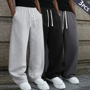 Clean Gent Men's Loose Fit Casual Sweatpants, versatile streetwear sweatpants suitable for street fashion, everyday home wear, weekend outings, and all seasons, featuring a drawstring waistband on a loose fit pant, gray loose fit sweatpants