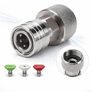 Heliwoo Garden Hose to Mini Power Washer Adapter — 3/4" GHT to 1/4" Quick Connect, Stainless Steel Leak-Proof Connector for Car Wash Outdoor Cleaning Nozzle and Sprayer Attachment