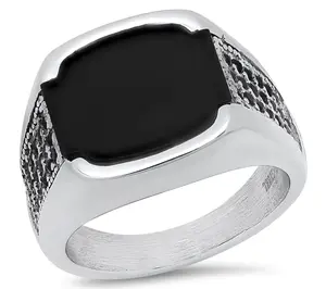 Steel By Design Men's Simulated Onyx & Cubic Zirconia Ring