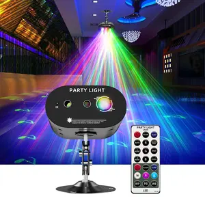 LED Dual-Hole Mini Laser KTV Atmosphere Light, Voice-Controlled Color-Rotating Stage Light with Remote, Lightweight Compact Home Ambient Lighting for Christmas, Halloween Party Gifts