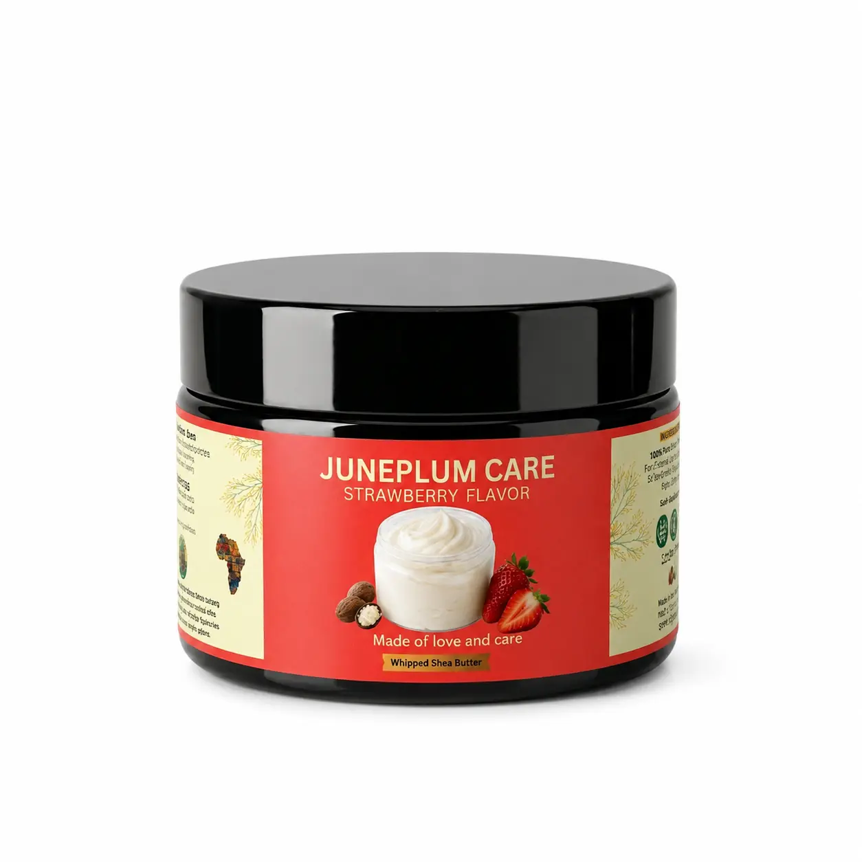 Strawberry-Scented Juneplum Care Whipped Shea Butter Body Lotion - Hydrating Daily Beauty & Personal Care Moisturizer