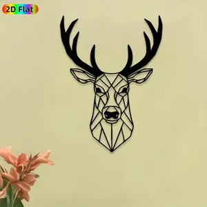 1pc Geometric Deer Head Metal Wall Art, Stylish Deer Statue Mural, Ideal Gift for Christmas, New Year, Animal & Nature Decor Enthusiasts, Weather-Resistant Metal Wall Decor Wall Sculptures,  Unique Home Decor Accent