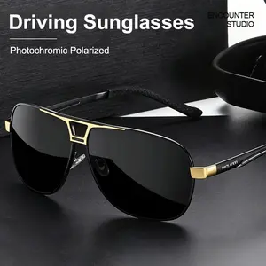 Aviator Photochromic Polarized Driving Sunglasses for Women Men,UV400 Anti-Glare Wrap Around Shades,Lightweight Durable Eyewear for Driving,Fishing&Outdoor Sports