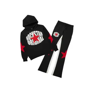 States Black/Red Baggy Stacked Hoodie Track Set