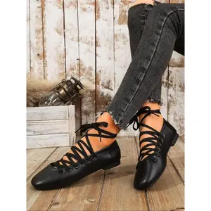 Women's Lace Up Ballet Flats, Casual Comfortable Soft Satin Ballet Shoes for Daily Wear, Ballet Dance Shoes for Women & Girls