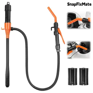 SnapFixMate Portable Fuel Transfer Pump, 2.4 GPM Battery-Powered Fuel Pump,Portable Siphon Pump for Gas/Oil/Water, Multi-Use Siphon Universal Fit for Cars, Trucks, Boats, RV,Mechanical Fuel Pump